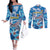 Personalized Barbados Fish Flying Couples Matching Off The Shoulder Long Sleeve Dress and Long Sleeve Button Shirt With Stormy Sea Wave