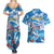 Personalized Barbados Fish Flying Couples Matching Summer Maxi Dress and Hawaiian Shirt With Stormy Sea Wave - Wonder Print Shop