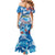 Personalized Barbados Fish Flying Family Matching Mermaid Dress and Hawaiian Shirt With Stormy Sea Wave - Wonder Print Shop