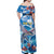 Personalized Barbados Fish Flying Off Shoulder Maxi Dress With Stormy Sea Wave - Wonder Print Shop