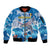 Personalized Barbados Fish Flying Sleeve Zip Bomber Jacket With Stormy Sea Wave - Wonder Print Shop