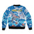 Personalized Barbados Fish Flying Sleeve Zip Bomber Jacket With Stormy Sea Wave - Wonder Print Shop