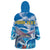 Personalized Barbados Fish Flying Wearable Blanket Hoodie With Stormy Sea Wave - Wonder Print Shop