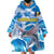 Personalized Barbados Fish Flying Wearable Blanket Hoodie With Stormy Sea Wave - Wonder Print Shop