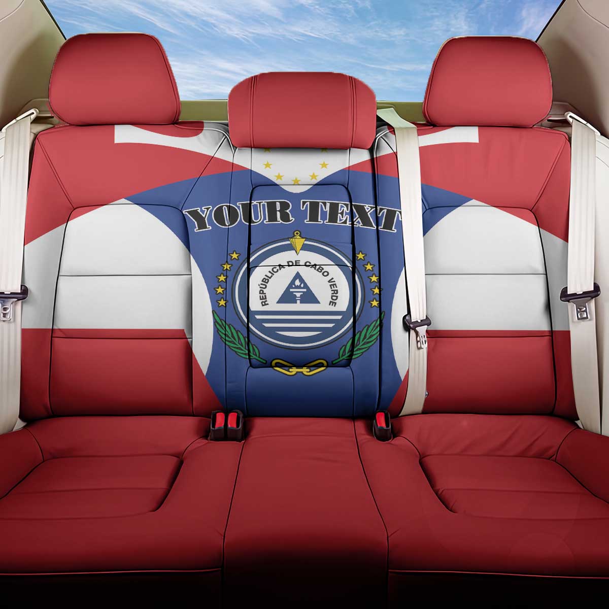 Personalized Cape Verde Coat Of Arms Back Car Seat Cover Sport Style - Wonder Print Shop