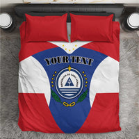 Flag-themed duvet cover bedding set with red, white, and blue crest and “YOUR TEXT”