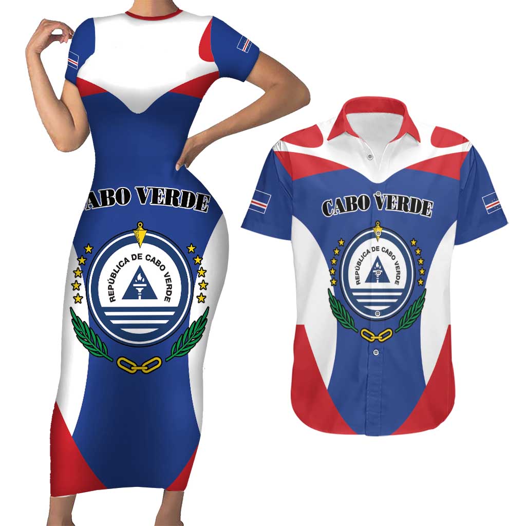 Personalized Cape Verde Coat Of Arms Couples Matching Short Sleeve Bodycon Dress and Hawaiian Shirt Sport Style - Wonder Print Shop