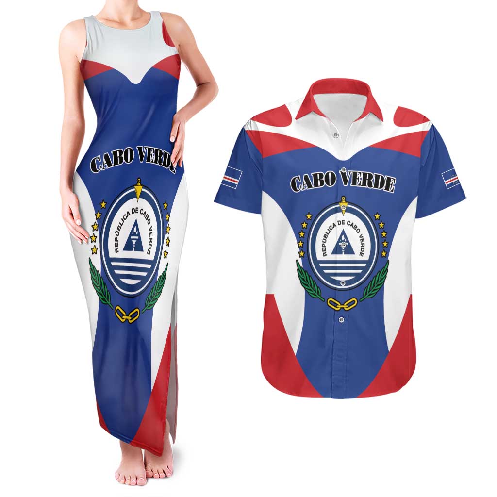 Personalized Cape Verde Coat Of Arms Couples Matching Tank Maxi Dress and Hawaiian Shirt Sport Style - Wonder Print Shop