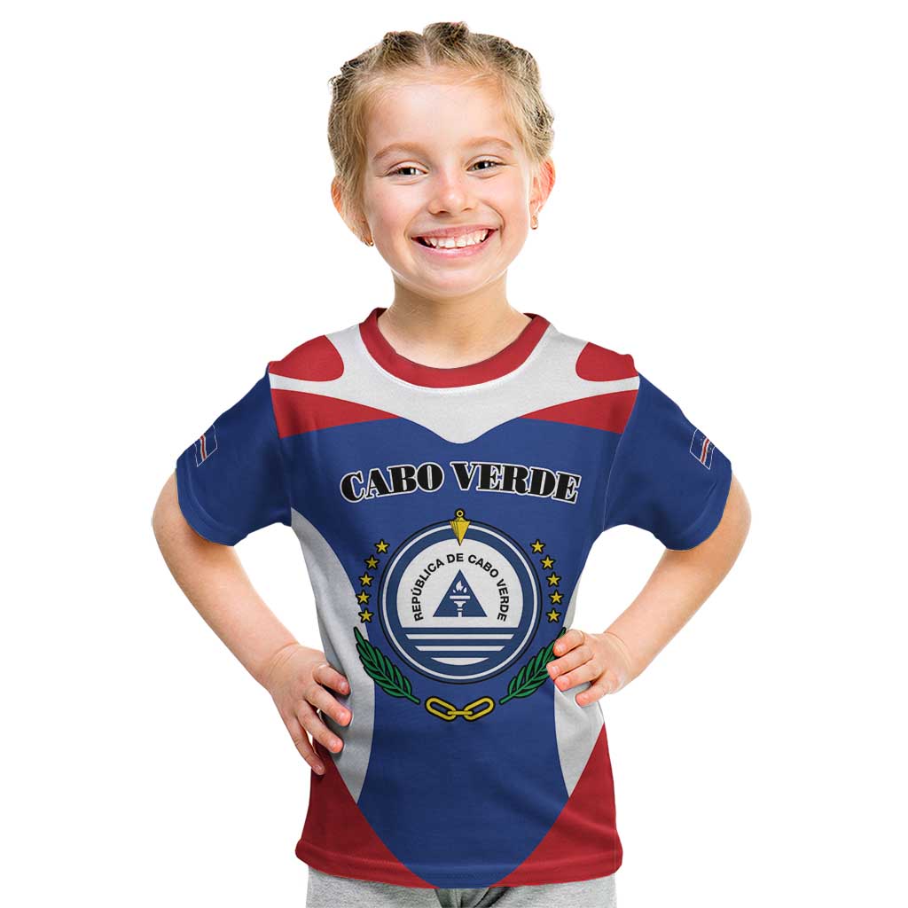 Personalized Cape Verde Coat Of Arms Kid T Shirt Sport Style - Wonder Print Shop