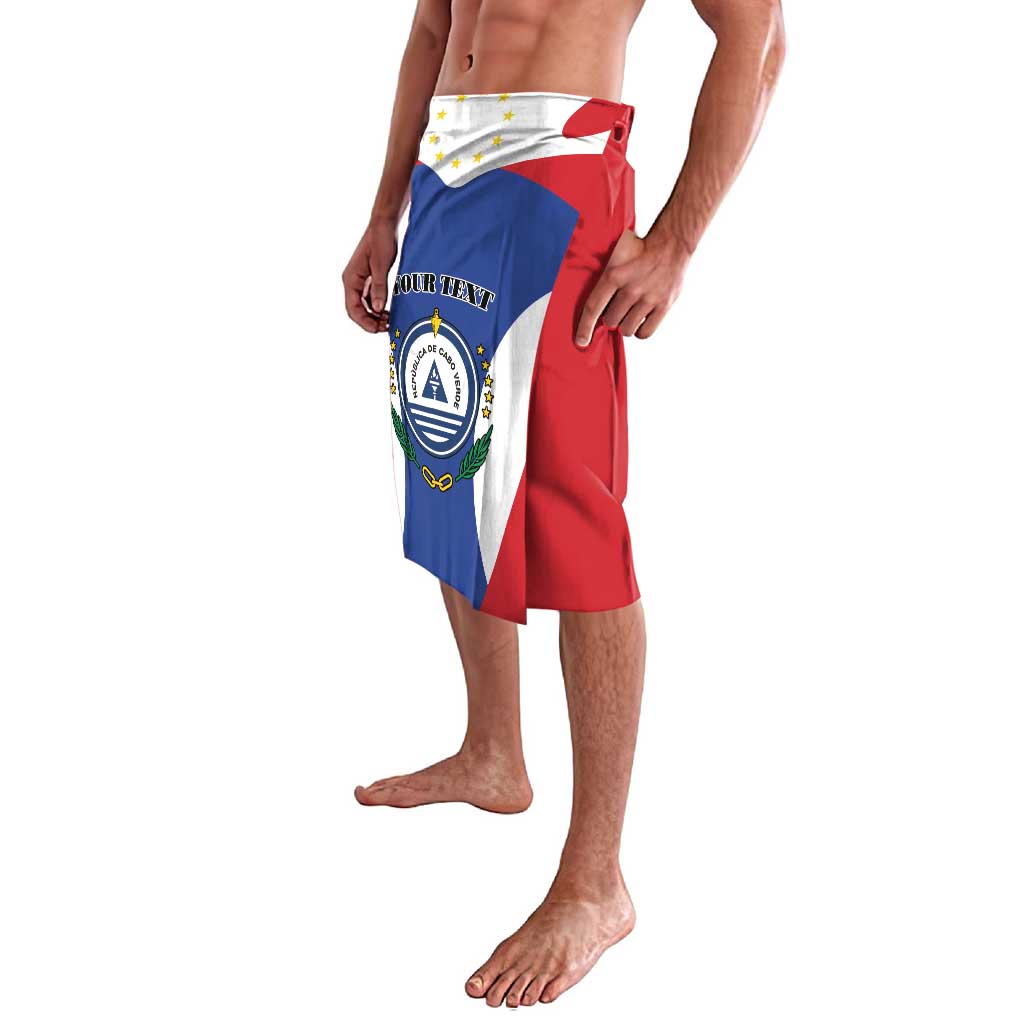 Flag-print sport shorts in red, white, and blue with crest graphic