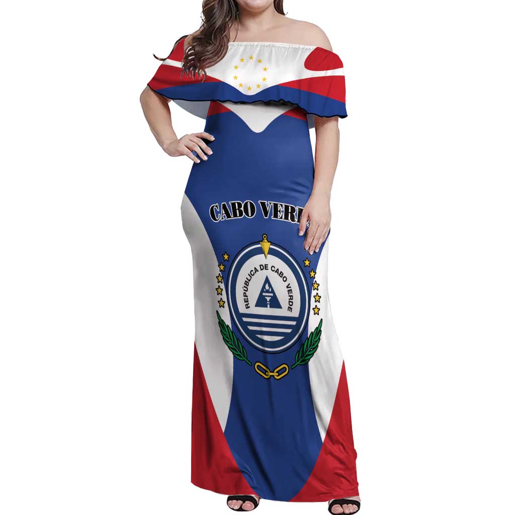 Personalized Cape Verde Coat Of Arms Off Shoulder Maxi Dress Sport Style - Wonder Print Shop