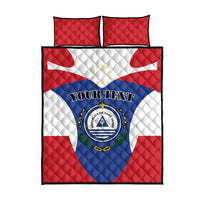 Quilt bed set featuring red, white, and blue flag design with circular Cape Verde coat of arms