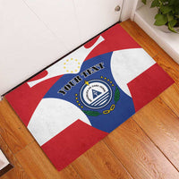 Rubber doormat with Cape Verde flag stripes and coat of arms badge