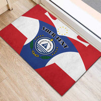 Rubber doormat featuring Cape Verde flag stripes, coat of arms badge, and name text