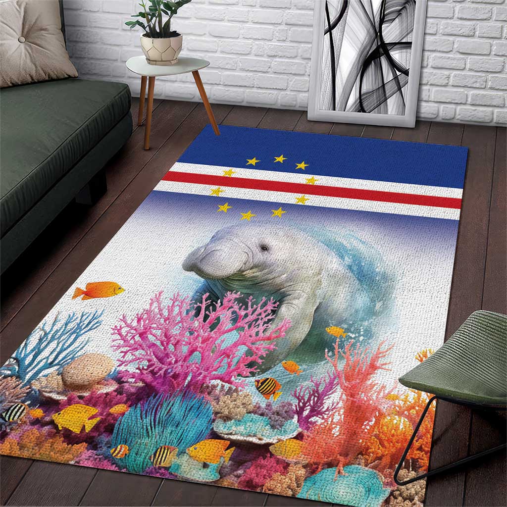 Cape Verde Manatee Area Rug Coral Reef With Flag Style - Wonder Print Shop