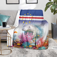 Coral reef manatee blanket with Cape Verde flag style, spread on a rug