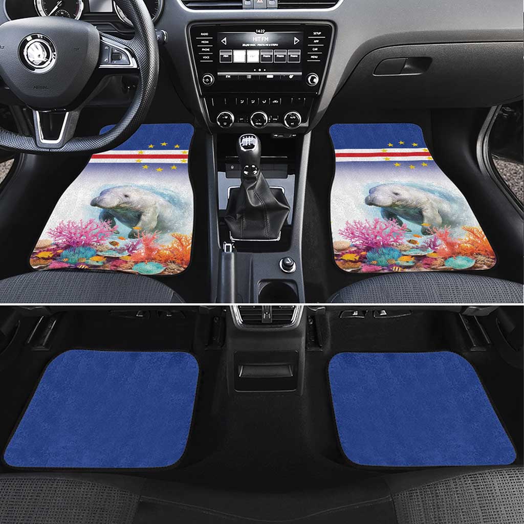 Cape Verde Manatee Car Mats Coral Reef With Flag Style - Wonder Print Shop