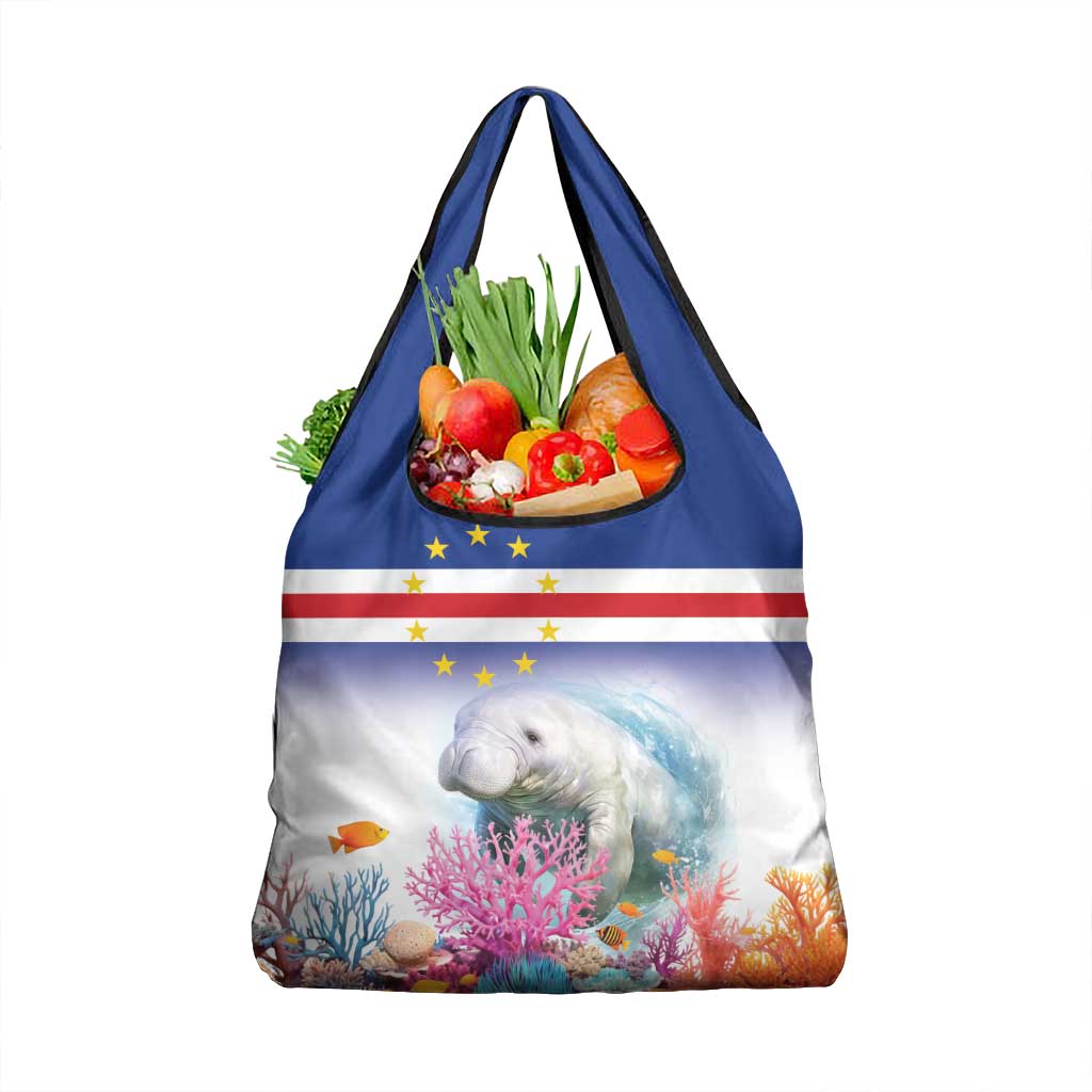 Cape Verde Manatee Grocery Bag Coral Reef With Flag Style