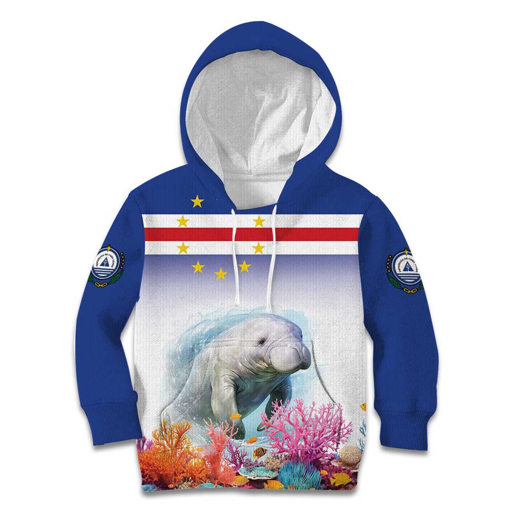 Cape Verde Manatee Kid Hoodie Coral Reef With Flag Style - Wonder Print Shop