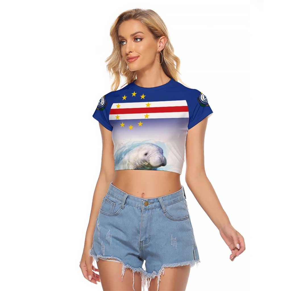 Cape Verde Manatee Raglan Cropped T Shirt Coral Reef With Flag Style - Wonder Print Shop