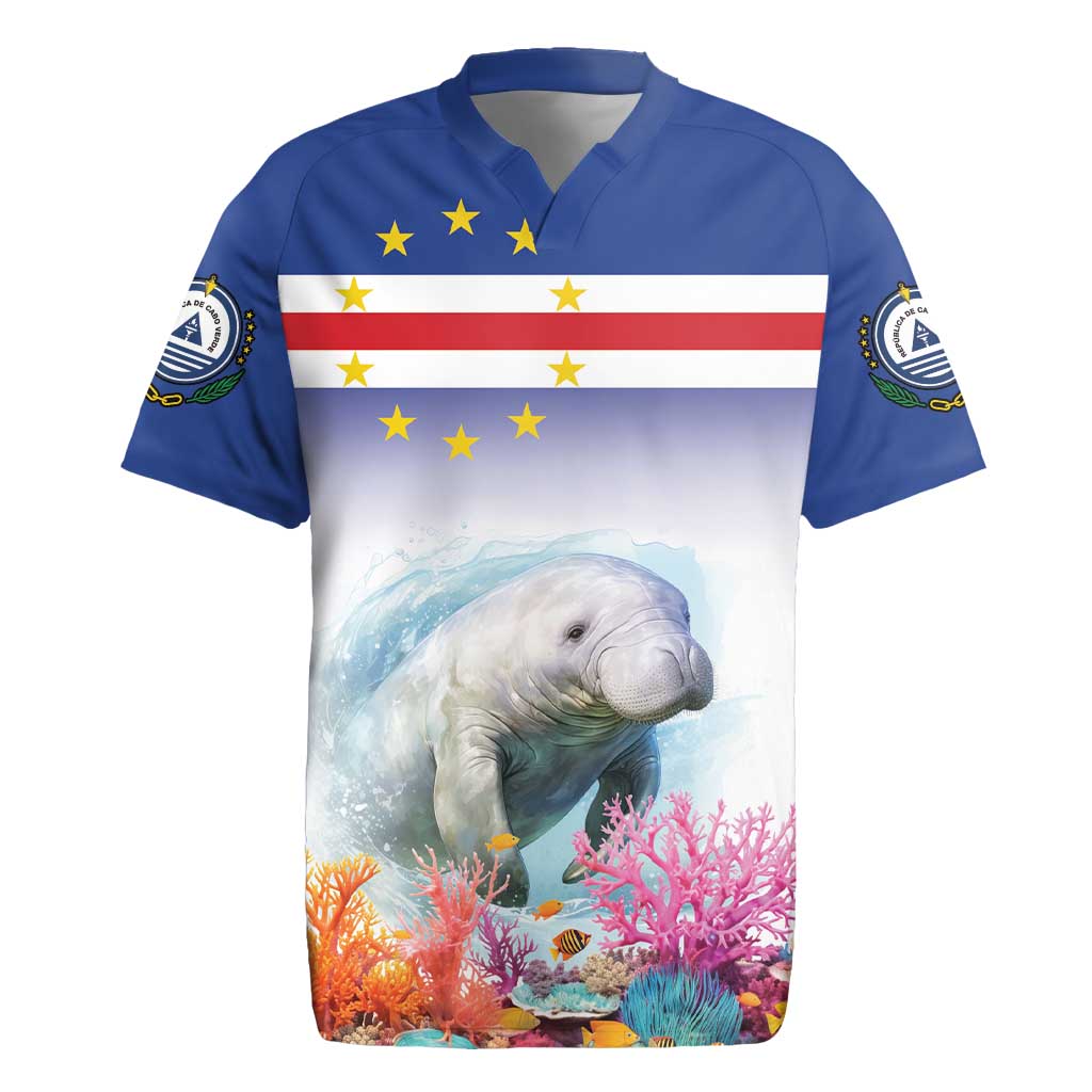 Cape Verde Manatee Rugby Jersey Coral Reef With Flag Style - Wonder Print Shop