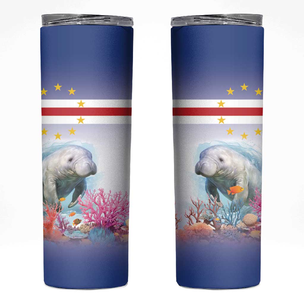 Cape Verde Manatee Skinny Tumbler Coral Reef With Flag Style - Wonder Print Shop