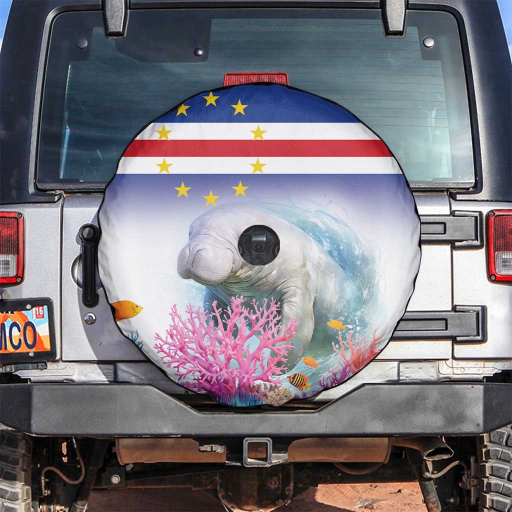 Cape Verde Manatee Spare Tire Cover Coral Reef With Flag Style - Wonder Print Shop