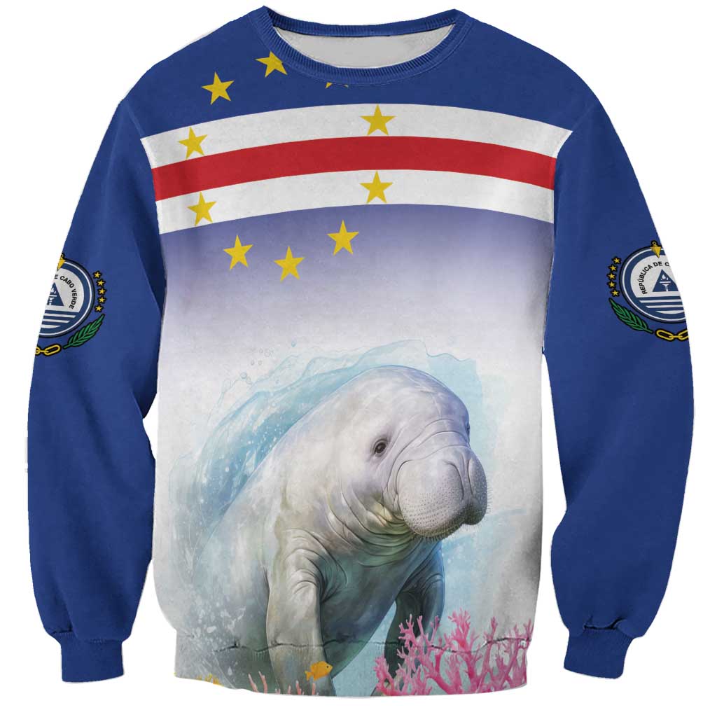 Cape Verde Manatee Sweatshirt Coral Reef With Flag Style - Wonder Print Shop