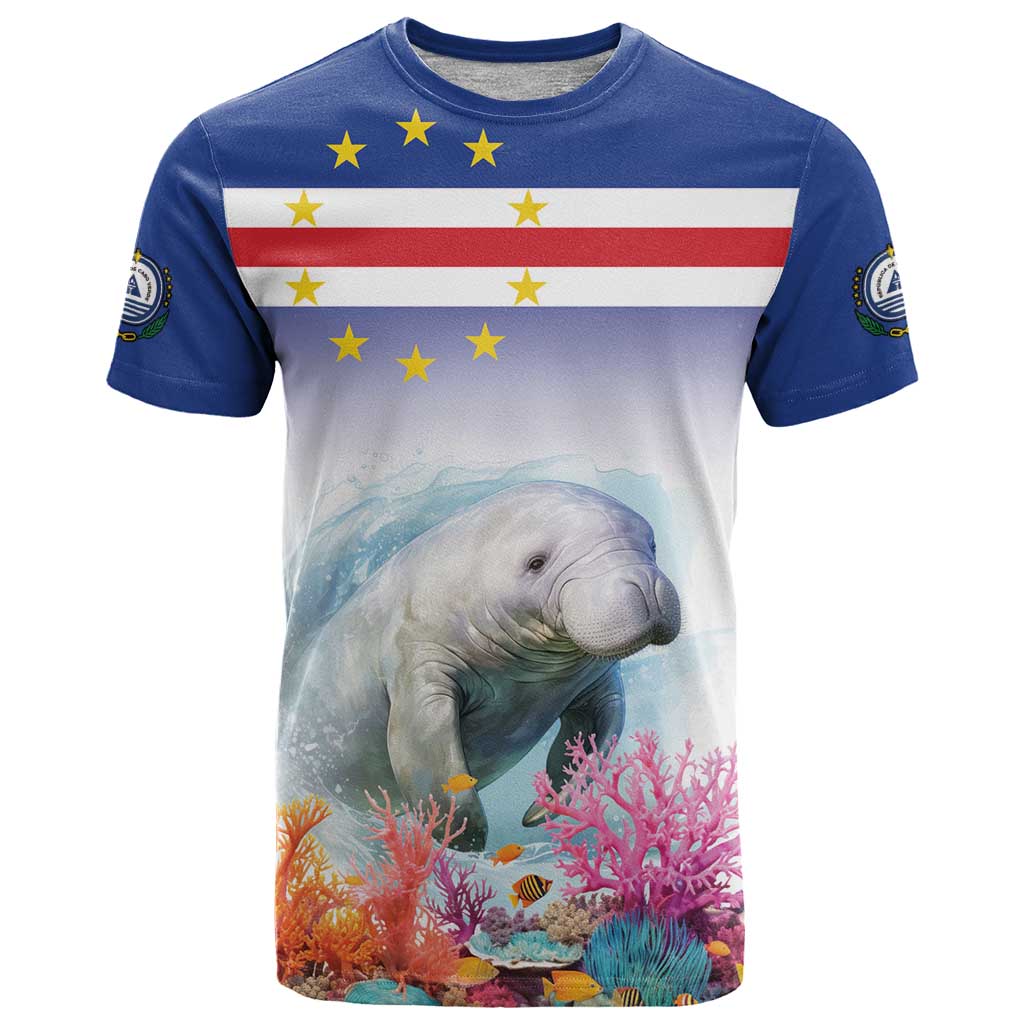 Cape Verde Manatee T Shirt Coral Reef With Flag Style - Wonder Print Shop