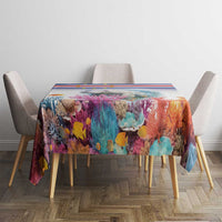 Coral reef manatee tablecloth with Cape Verde flag border, colorful ocean animals