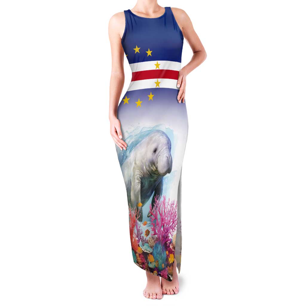 Cape Verde Manatee Tank Maxi Dress Coral Reef With Flag Style - Wonder Print Shop