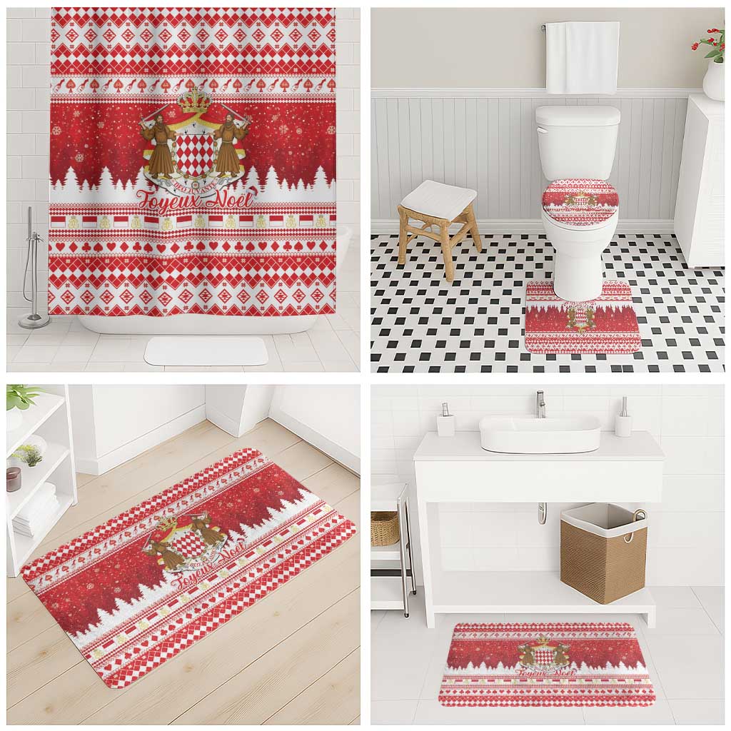 Monaco Christmas Bathroom Set Joyeux Noel Coat Of Arms - Wonder Print Shop