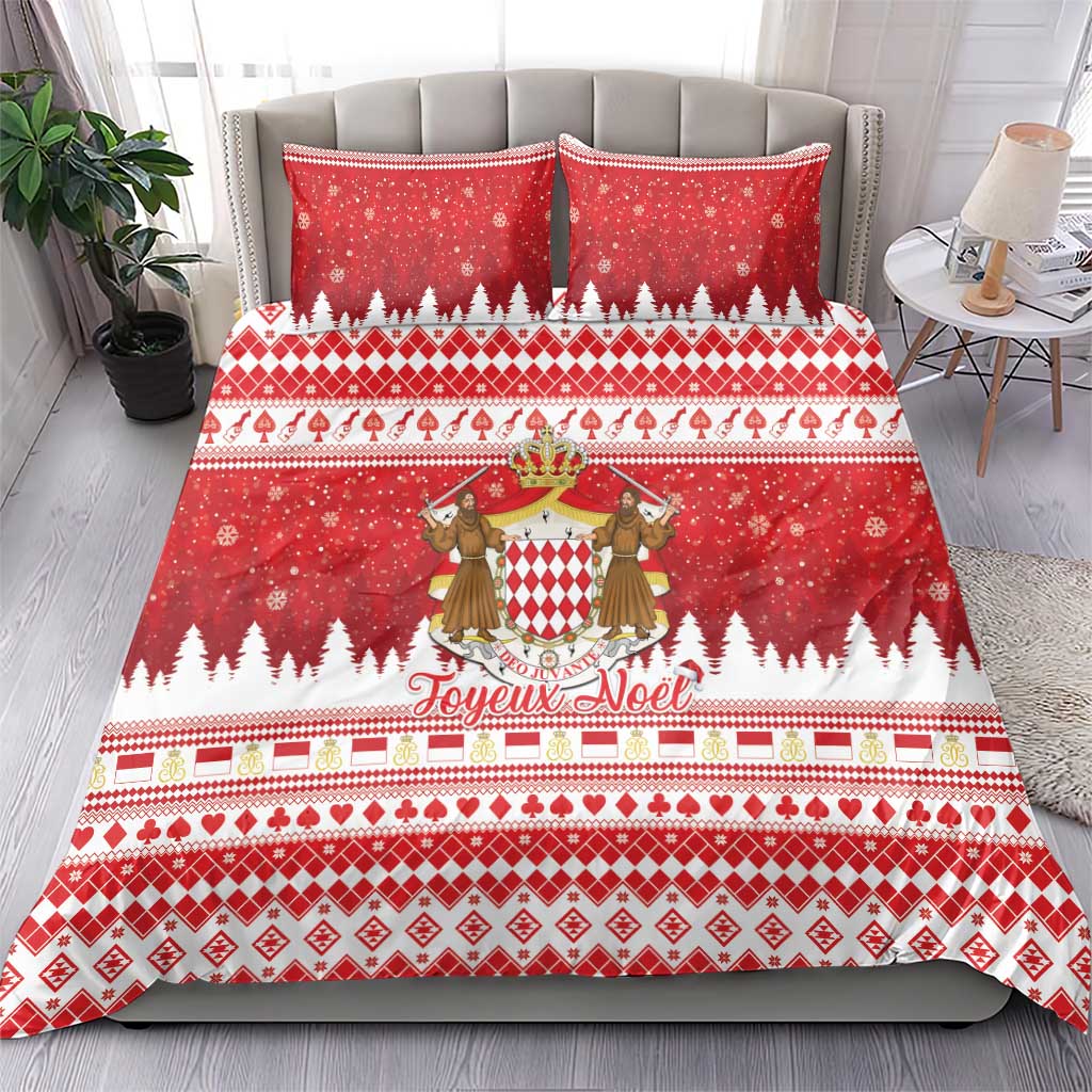 Monaco Christmas Bedding Set Joyeux Noel Coat Of Arms - Wonder Print Shop