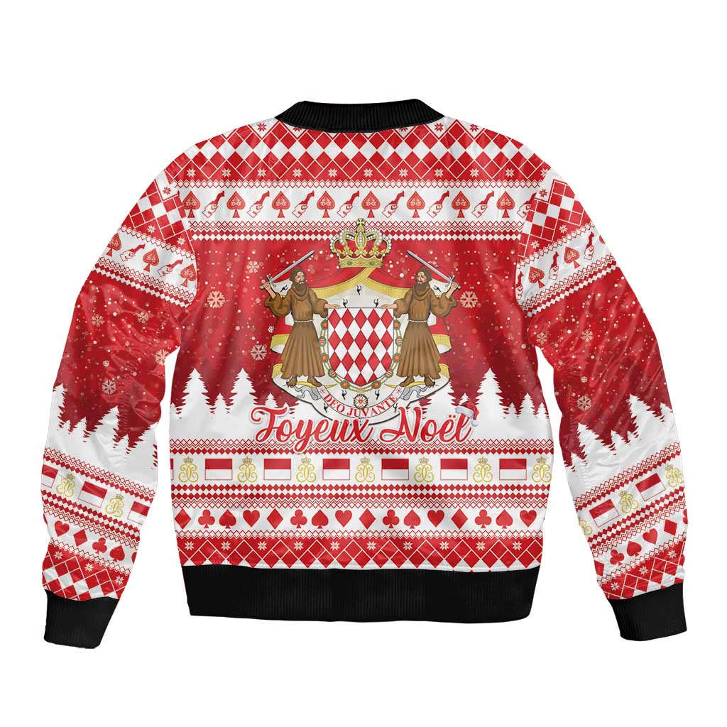 Monaco Christmas Bomber Jacket Joyeux Noel Coat Of Arms - Wonder Print Shop