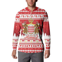 Monaco Christmas Button Sweatshirt Joyeux Noel Coat Of Arms - Wonder Print Shop