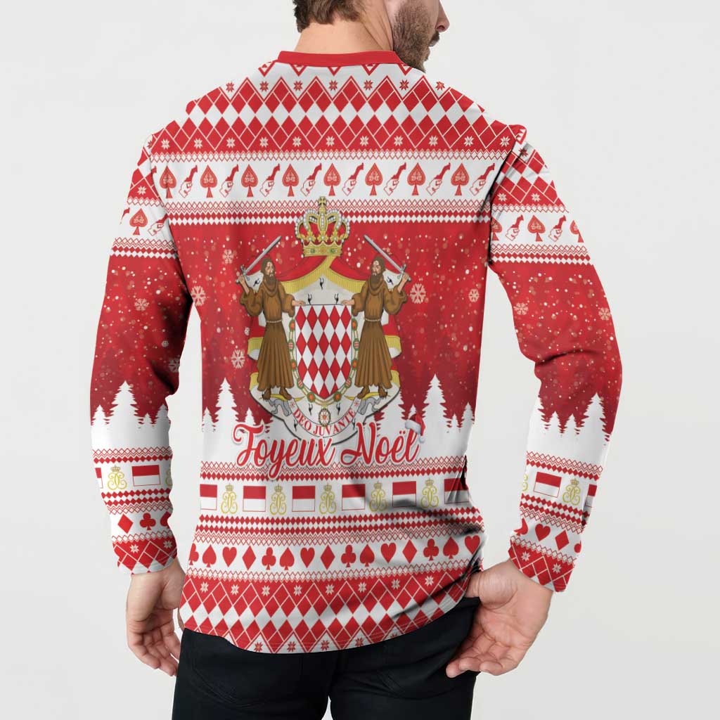 Monaco Christmas Button Sweatshirt Joyeux Noel Coat Of Arms - Wonder Print Shop