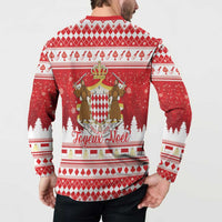 Monaco Christmas Button Sweatshirt Joyeux Noel Coat Of Arms - Wonder Print Shop