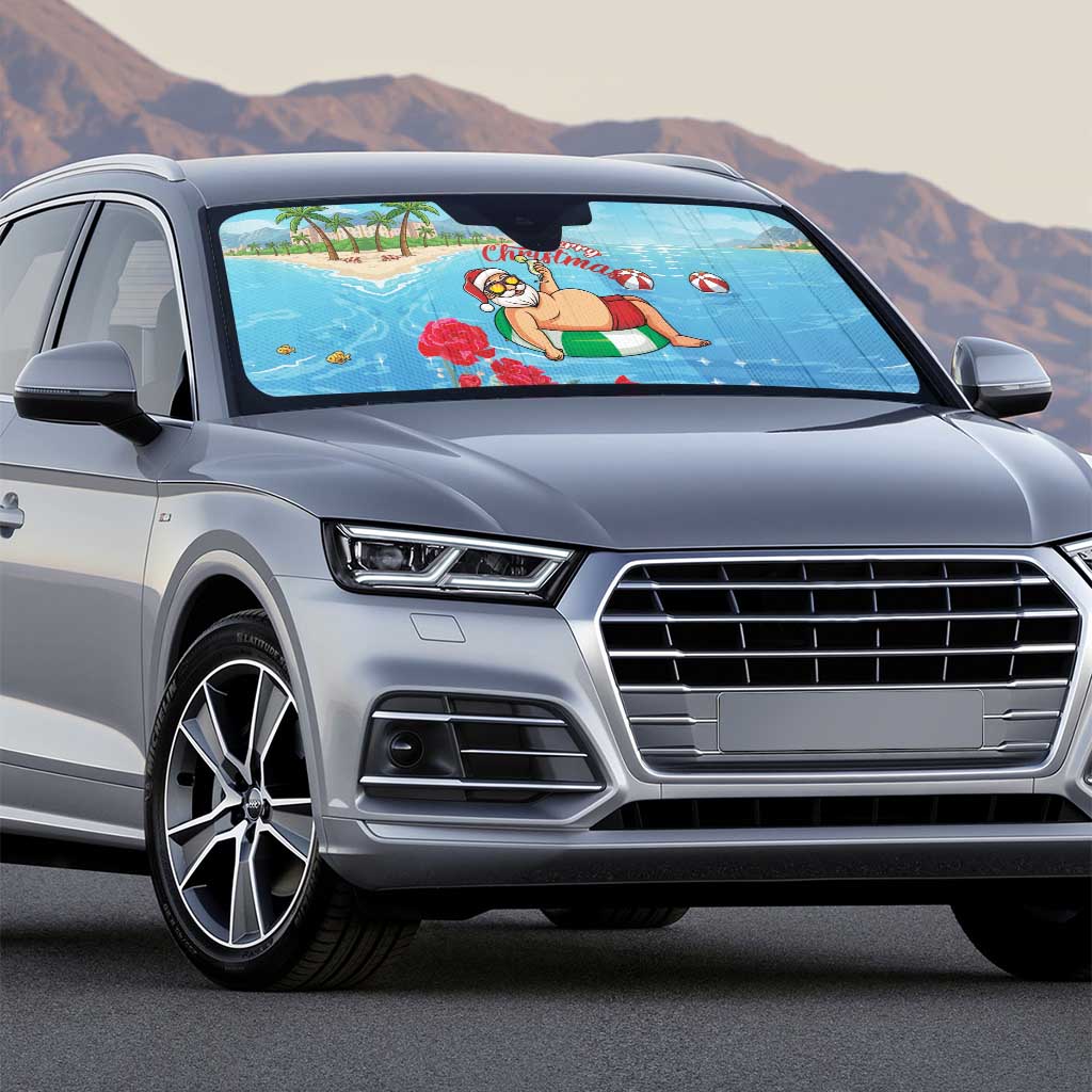 Monaco Christmas Auto Sun Shade Swimming Santa Claus - Wonder Print Shop