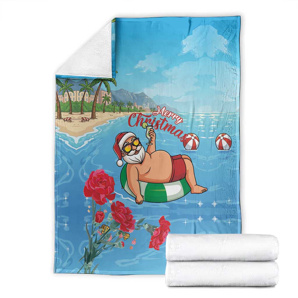 Monaco Christmas Blanket Swimming Santa Claus - Wonder Print Shop