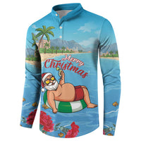 Monaco Christmas Button Sweatshirt Swimming Santa Claus - Wonder Print Shop