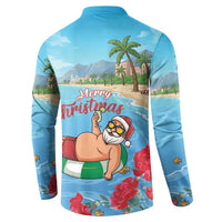 Monaco Christmas Button Sweatshirt Swimming Santa Claus - Wonder Print Shop