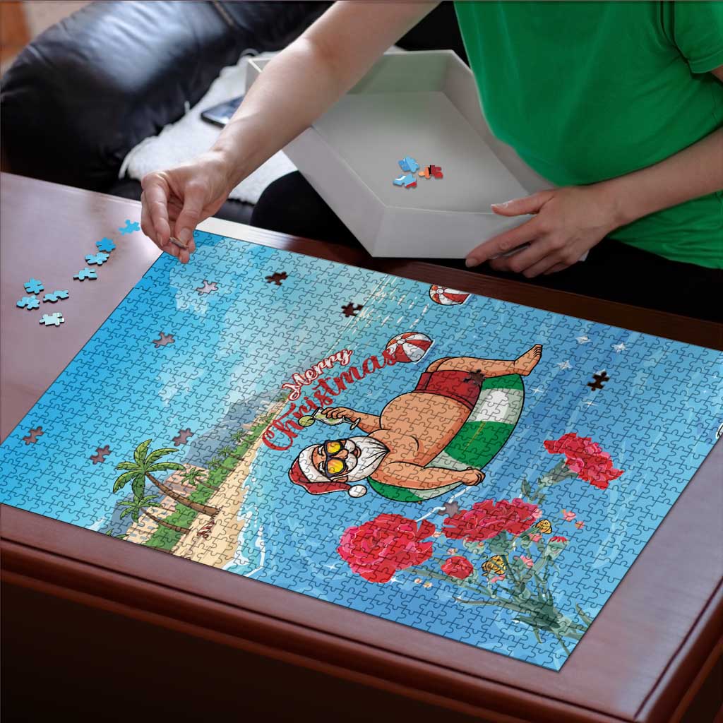 Monaco Christmas Puzzle Swimming Santa Claus - Wonder Print Shop
