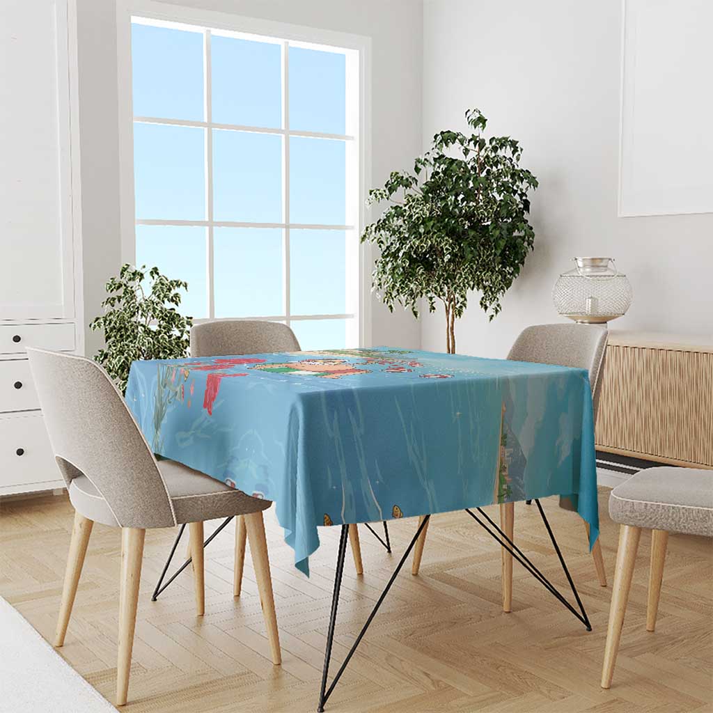 Monaco Christmas Tablecloth Swimming Santa Claus - Wonder Print Shop