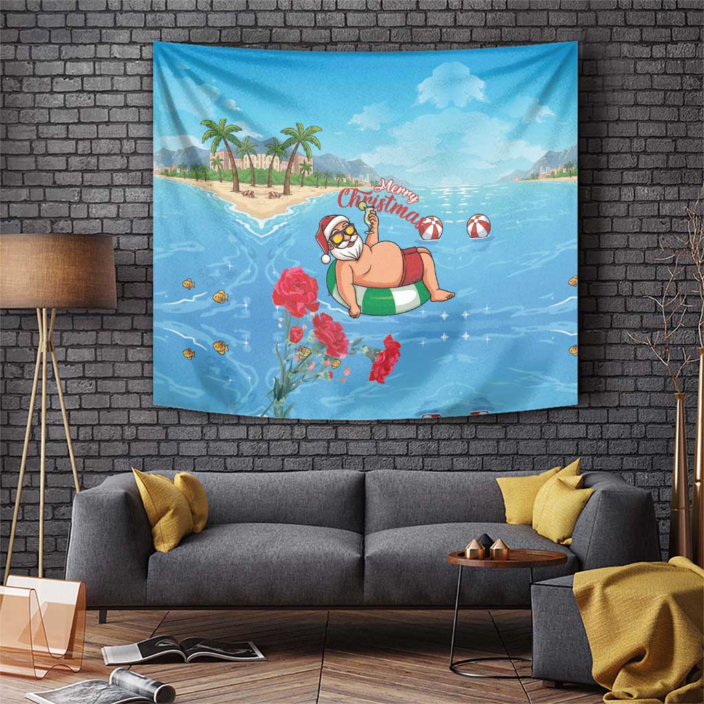 Monaco Christmas Tapestry Swimming Santa Claus - Wonder Print Shop