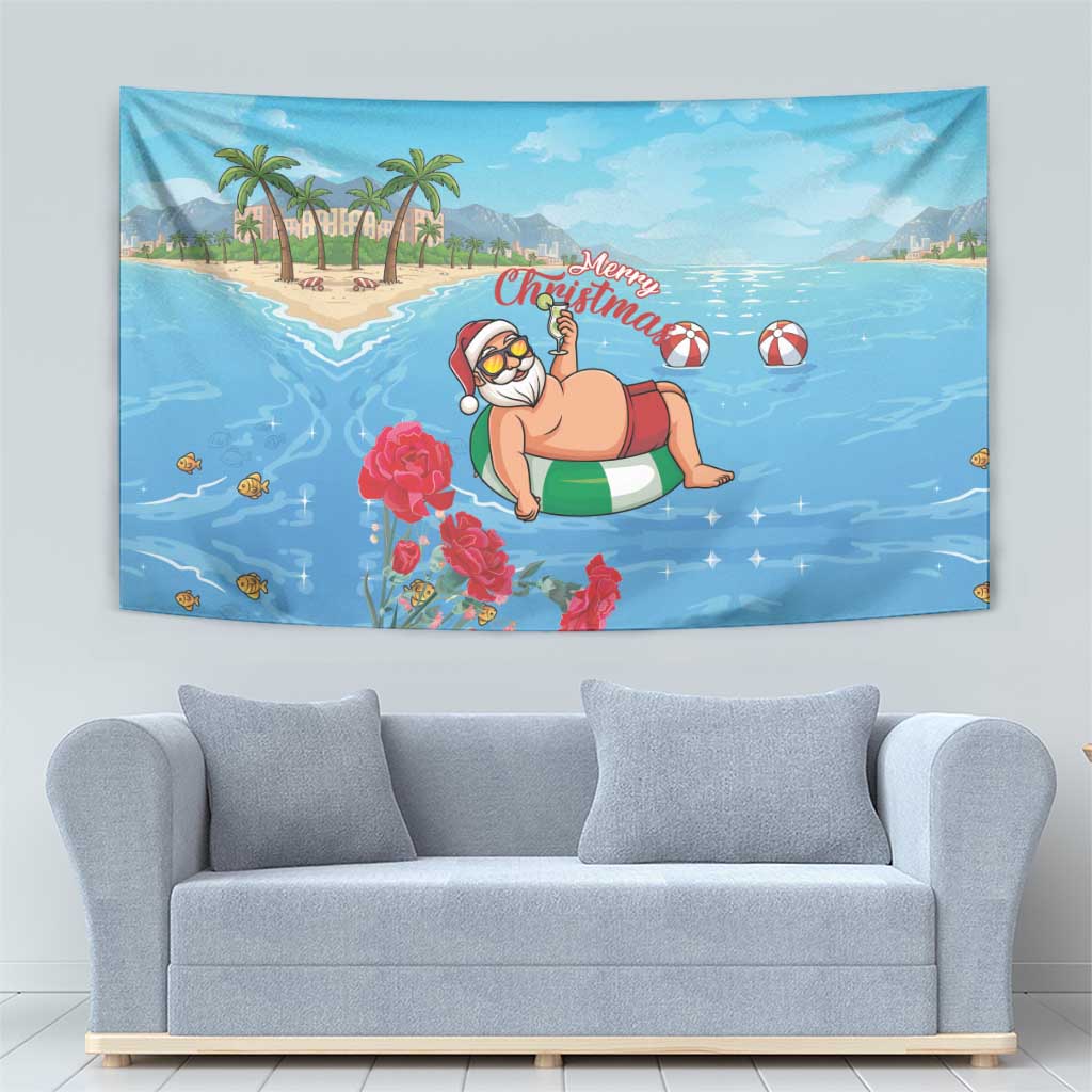 Monaco Christmas Tapestry Swimming Santa Claus - Wonder Print Shop