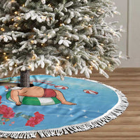 Monaco Christmas Tree Skirt Swimming Santa Claus - Wonder Print Shop