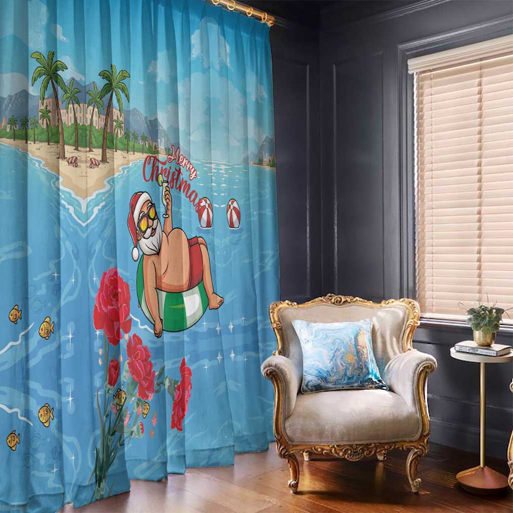 Monaco Christmas Window Curtain Swimming Santa Claus - Wonder Print Shop