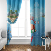 Monaco Christmas Window Curtain Swimming Santa Claus - Wonder Print Shop