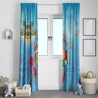 Monaco Christmas Window Curtain Swimming Santa Claus - Wonder Print Shop