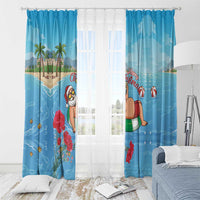 Monaco Christmas Window Curtain Swimming Santa Claus - Wonder Print Shop